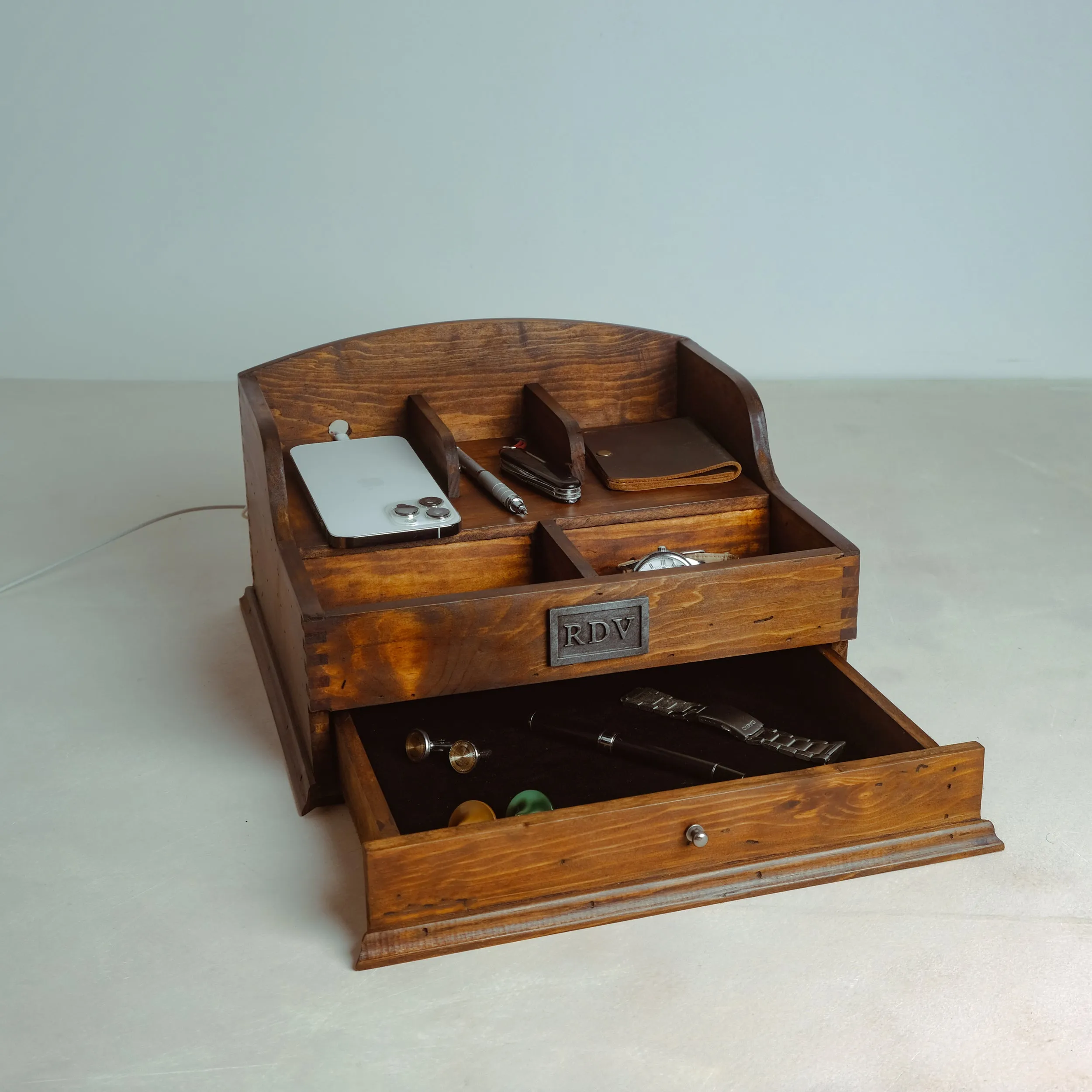 Men's Valet Box with Charging Station
