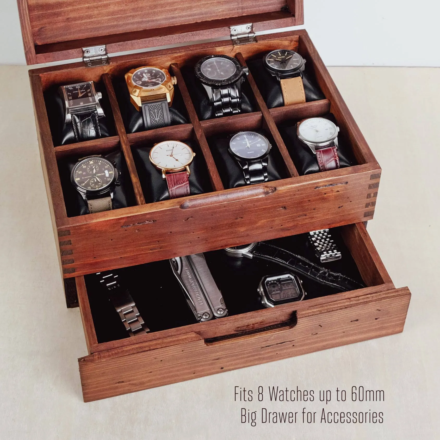 Men's Watch Box Storage Box for 8 Watches with Drawer