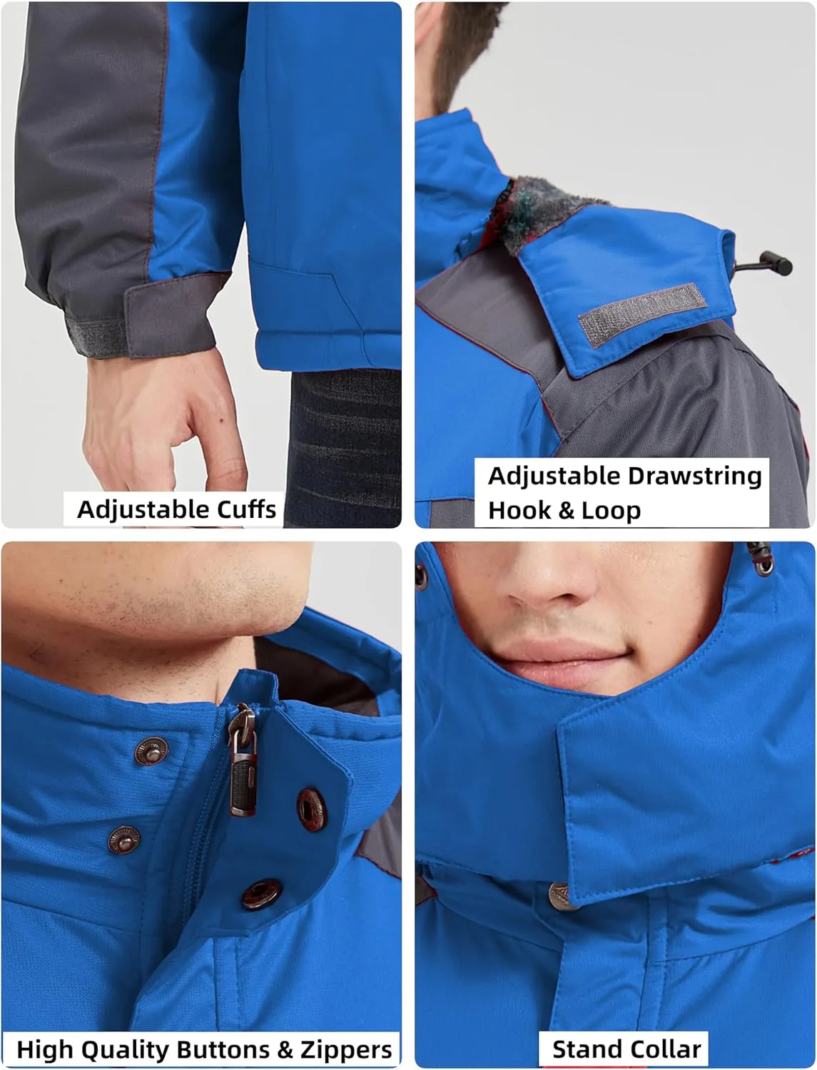 Men's Winter Coats Water Resistant Ski Snowboarding Jacket Warm Mountain Windbreaker Hooded Raincoats for Outdoor