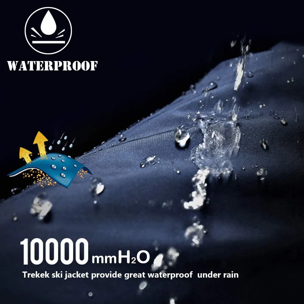 Men's Winter Ski Jacket Warm Fleece Waterproof Outdoor Mountain Hiking Windbreaker Hooded Snow Rain Coat