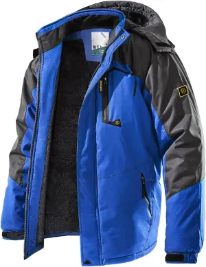 Men's Winter Ski Jacket Warm Fleece Waterproof Outdoor Mountain Hiking Windbreaker Hooded Snow Rain Coat