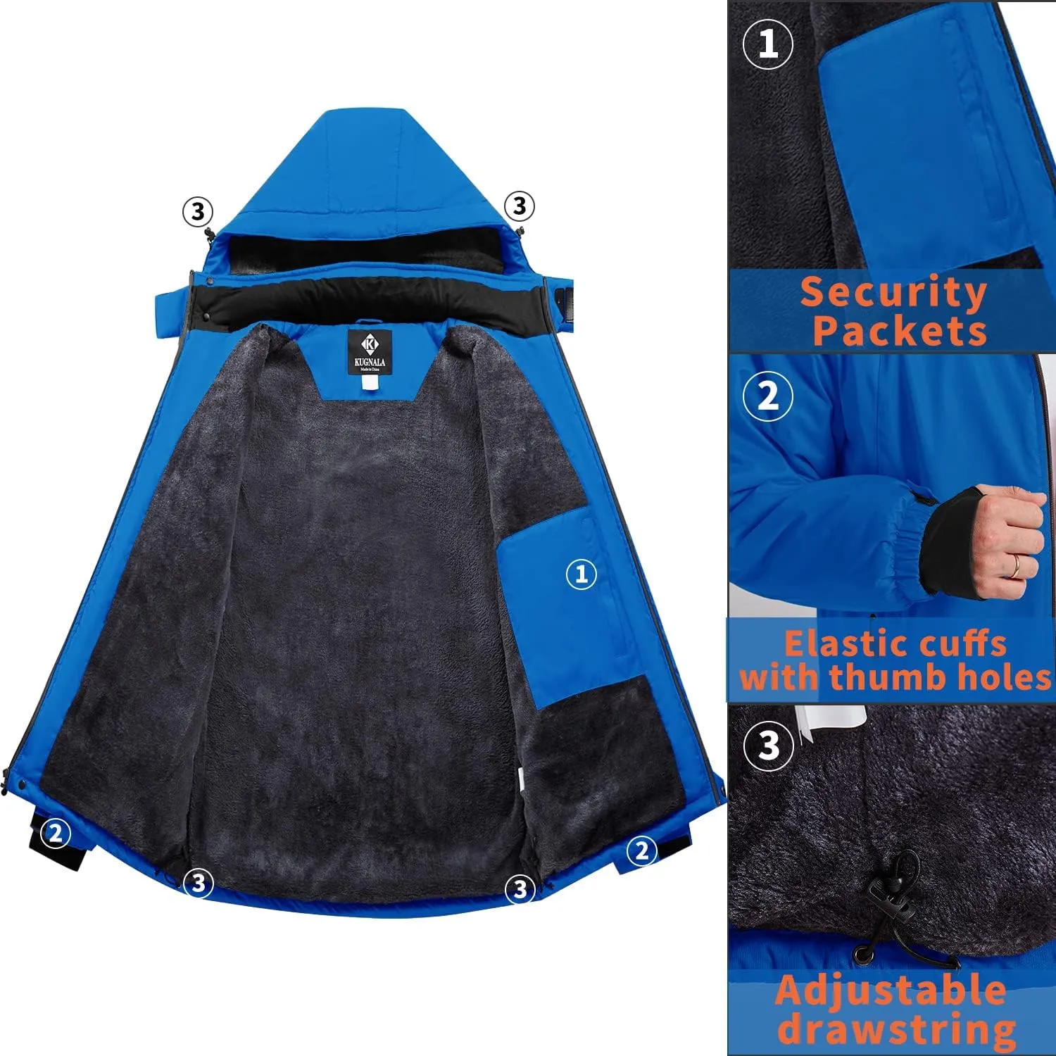 Men's Winter Skiing Jacket Waterproof Warm Snow Fleece LiningCoat Mountain Hooded Windproof Rain Jacket S-5XL