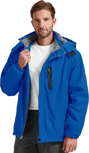 Men's Winter Skiing Jacket Waterproof Warm Snow Fleece LiningCoat Mountain Hooded Windproof Rain Jacket S-5XL