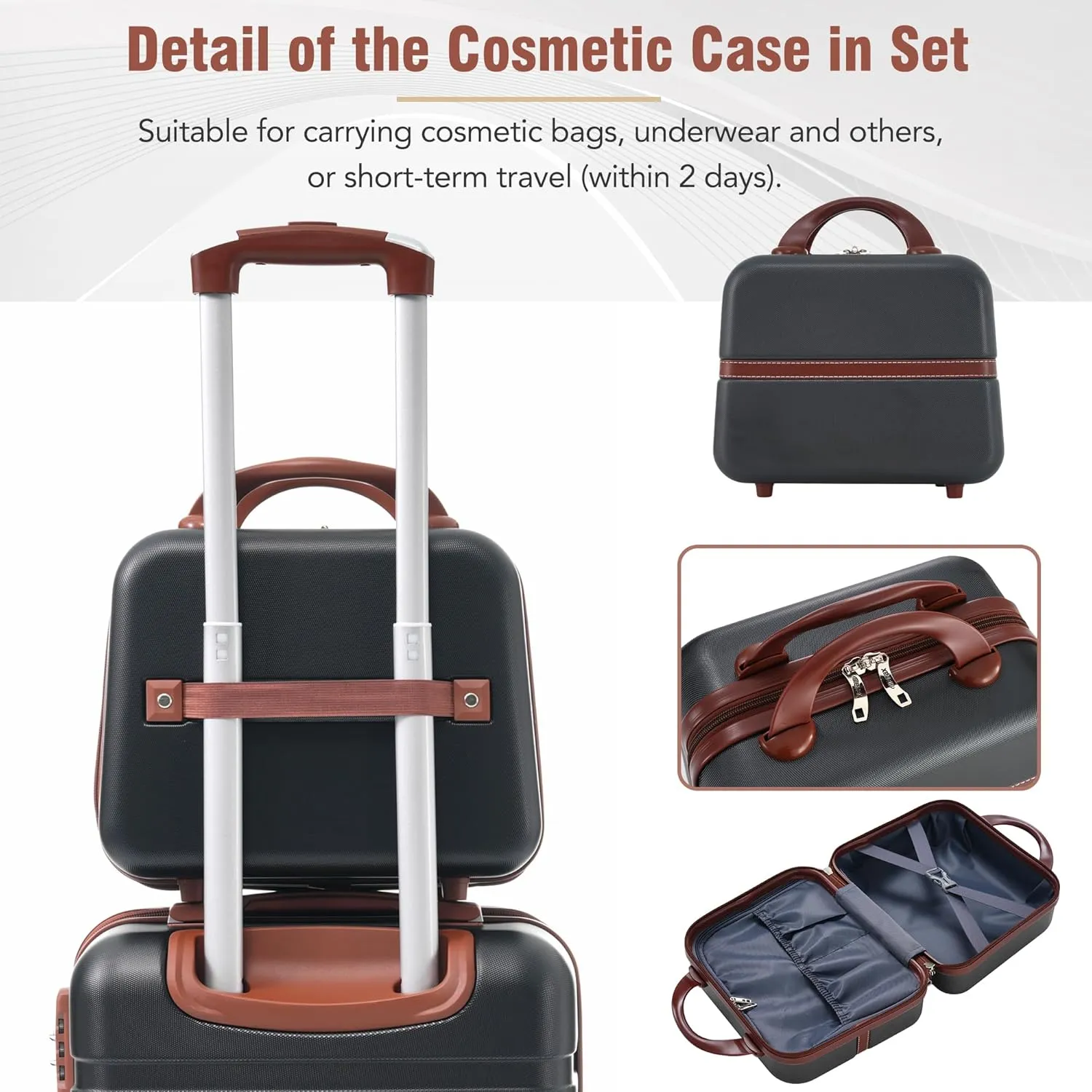 Merax Luggage Set 2 Piece Suitcase Set with Cosmetic Case Expandable Spinner Wheels Vintage Luggage Sets(Black,20" 24")