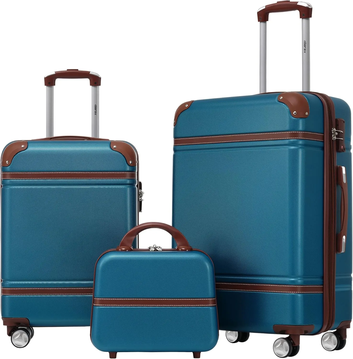 Merax Luggage Set 2 Piece Suitcase Set with Cosmetic Case Expandable Spinner Wheels Vintage Luggage Sets(Blue,20" 24")