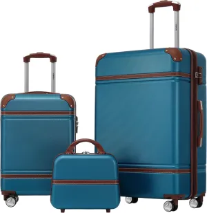 Merax Luggage Set 2 Piece Suitcase Set with Cosmetic Case Expandable Spinner Wheels Vintage Luggage Sets(Blue,20" 28")