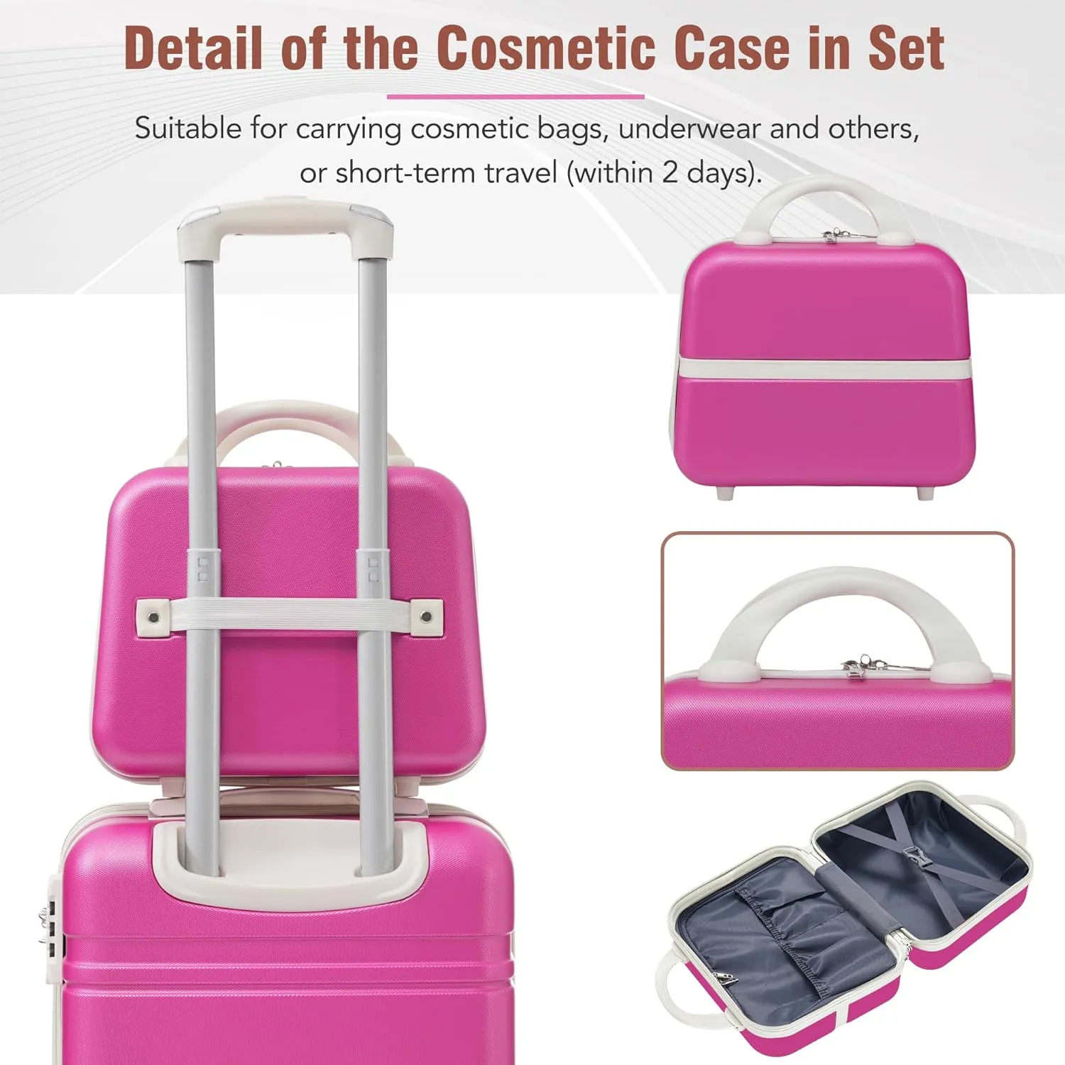 Merax Luggage Set 2 Piece Suitcase Set with Cosmetic Case Expandable Spinner Wheels Vintage Luggage Sets(Pink,20" 28")