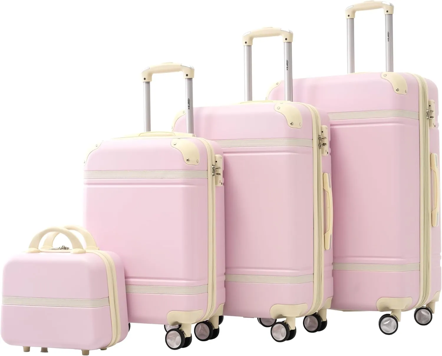 Merax Luggage Set 3 Piece Suitcase Set with Cosmetic Case Expandable Spinner Wheels Vintage Luggage Sets(Light Pink,20" 24" 28")