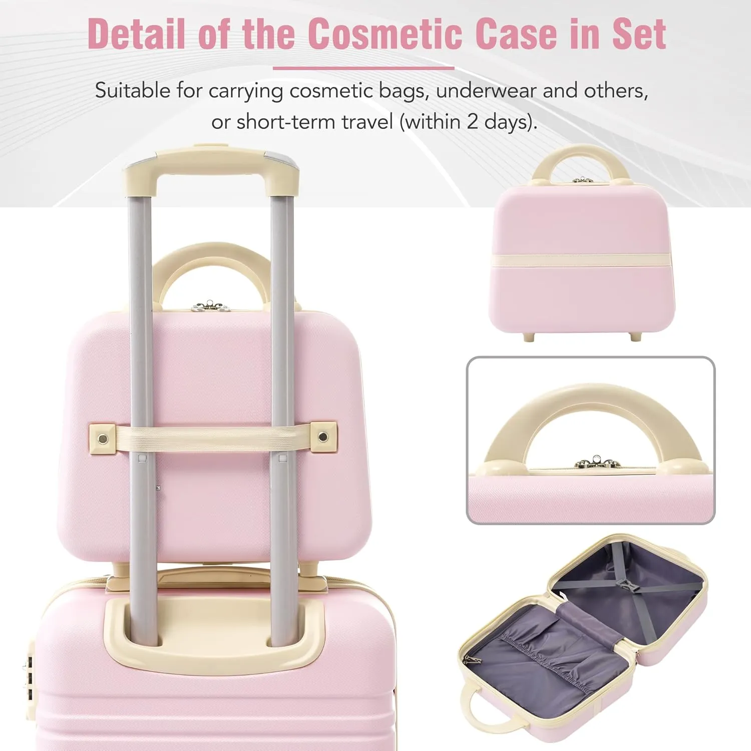 Merax Luggage Set 3 Piece Suitcase Set with Cosmetic Case Expandable Spinner Wheels Vintage Luggage Sets(Light Pink,20" 24" 28")