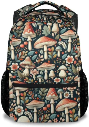 Mercuryelf School Backpack for Boys - 17 Inch Large Capacity Kid Backpack for School, Travel and Camp - Black Lightweight Durable Mushroom Bookbag