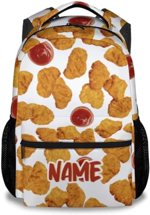 Mercuryelf School Backpack for Boys - 17 Inch Large Capacity Kid Backpack for School, Travel and Camp - Custom Lightweight Durable Chicken Nugget Bookbag