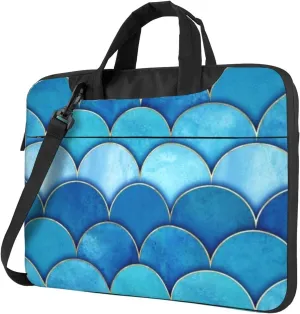 Mermaid Fish Scale Practical 13-15.6 Inch Laptop Bag For Man And Women, Computer Messenger Bag, Trendy Shoulder Strap Design