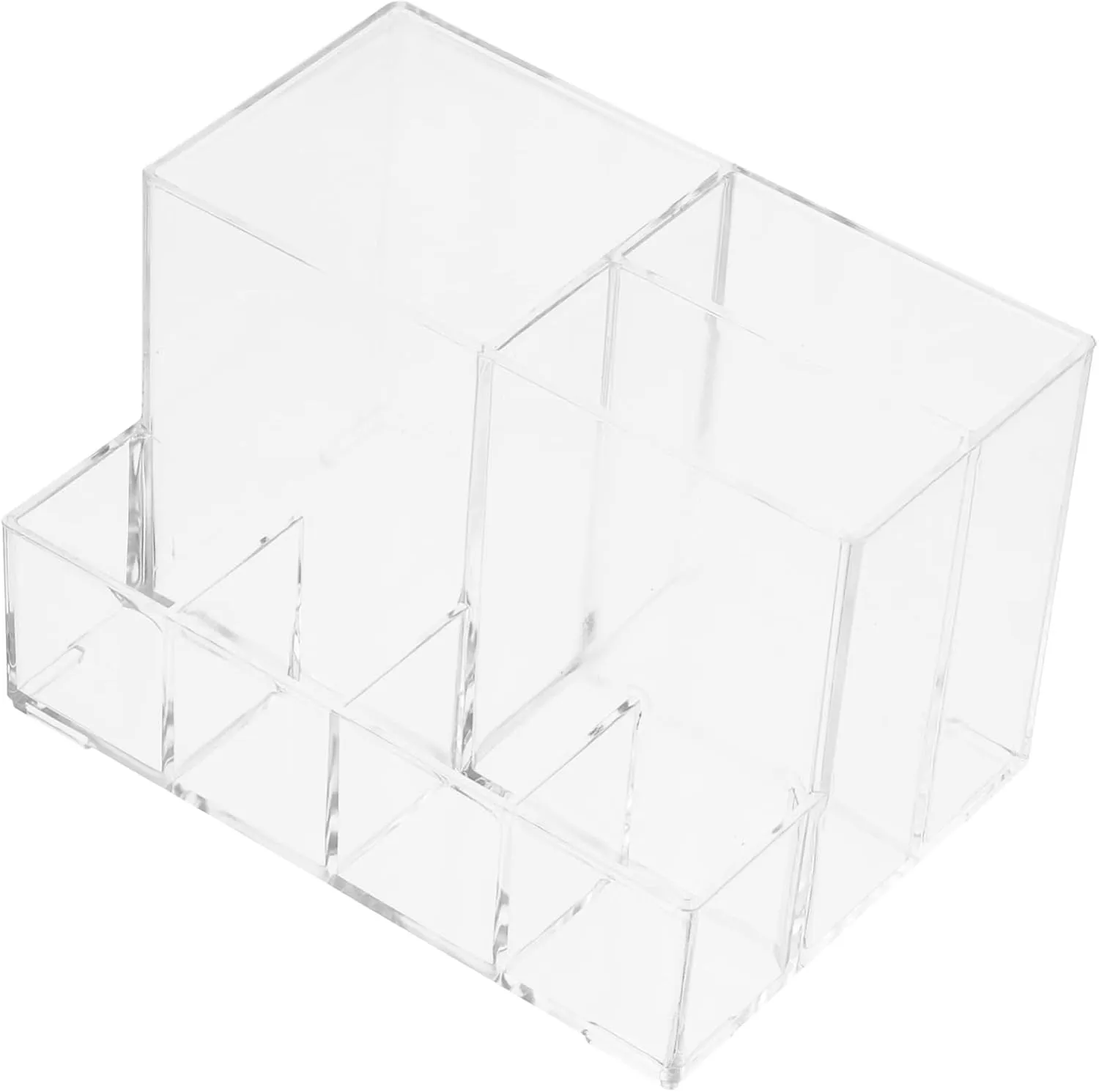 MERRYHAPY 1pc Acrylic Makeup Brush Holder Clear Organizer for Eyebrow Pencils Cosmetics Multi-compartment Storage for Countertop Clutter Design for Easy Access