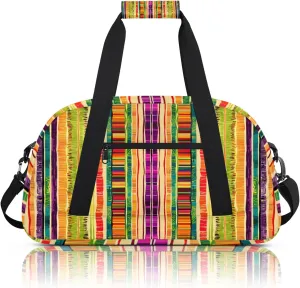 Mexican Stripes Small Gym Bag 18 inch Carry On Duffel Bag for Weekender Travel Sports Workout Yoga Gymnastics Dance Ballet