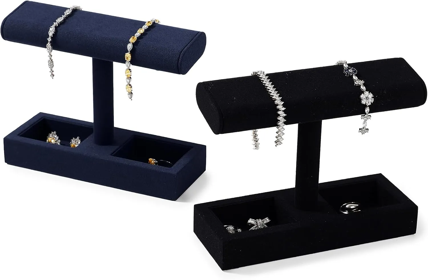 Microfiber Watch Display Stand T-bar Watch Ring Earrings Stand for Men and Women Jewelry Bracelet Wristwatch Organizer for Store and Home(Black)