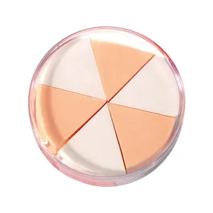 Mikinona Expandable Six-slice Makeup Puff Dry Wet Face Powder Puff Foundation Sponge Storage Case Skin