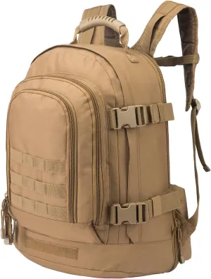 Military Bug Out Bag Expandable Backpack Tactical Daypack With Waist Strap for Outdoor Hiking Hunting (Tan)