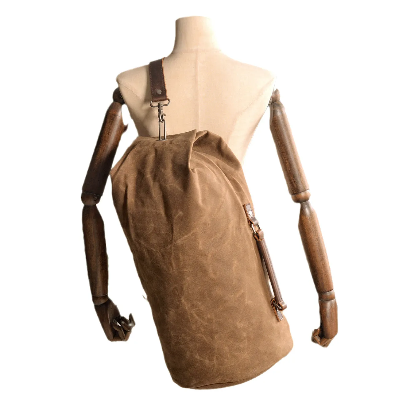 Military-Style Vintage Canvas Duffle Bag Handcrafted