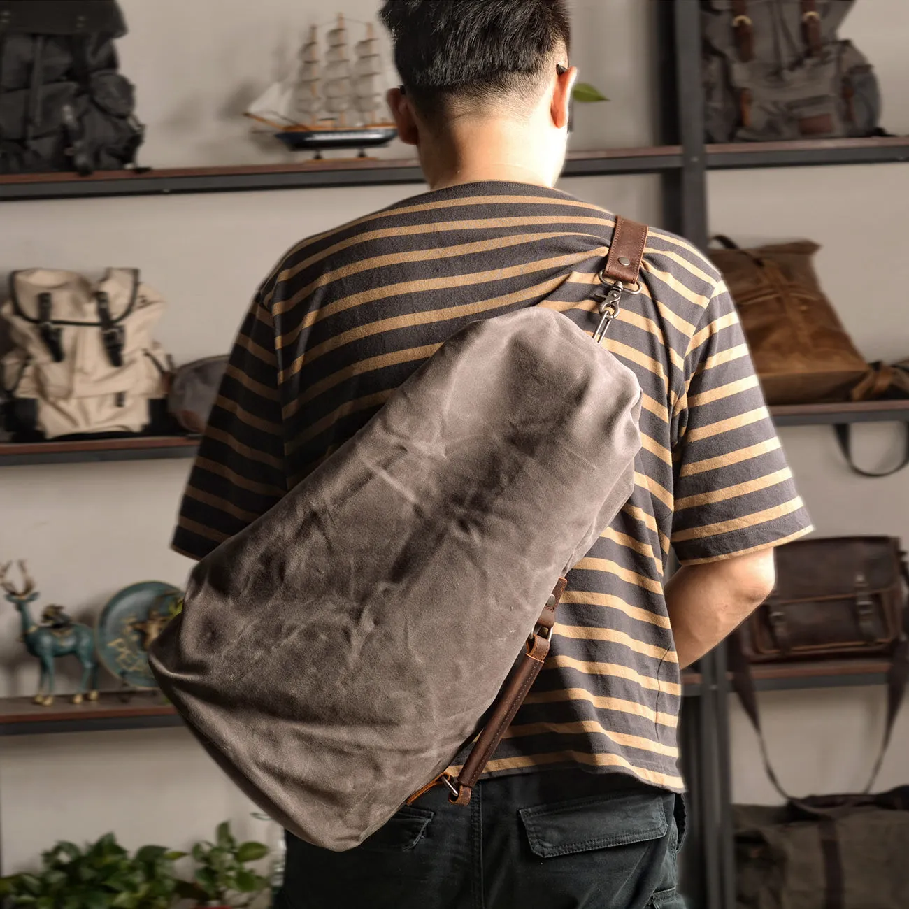 Military-Style Vintage Canvas Duffle Bag Handcrafted