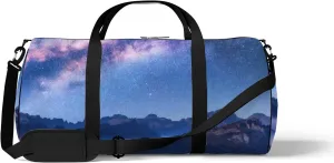 Milky Way Above Mountains Fog Night Sports Bag Tote Bag Waterproof Gym Bag with Shoulder Strap Zipper 2 Side Pockets for Men and Women, Travel and Storage Shoulder Bag.