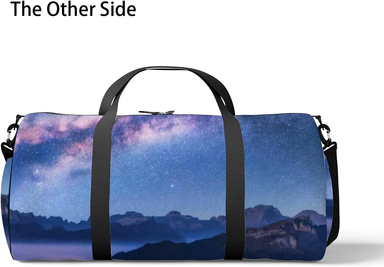 Milky Way Above Mountains Fog Night Sports Bag Tote Bag Waterproof Gym Bag with Shoulder Strap Zipper 2 Side Pockets for Men and Women, Travel and Storage Shoulder Bag.