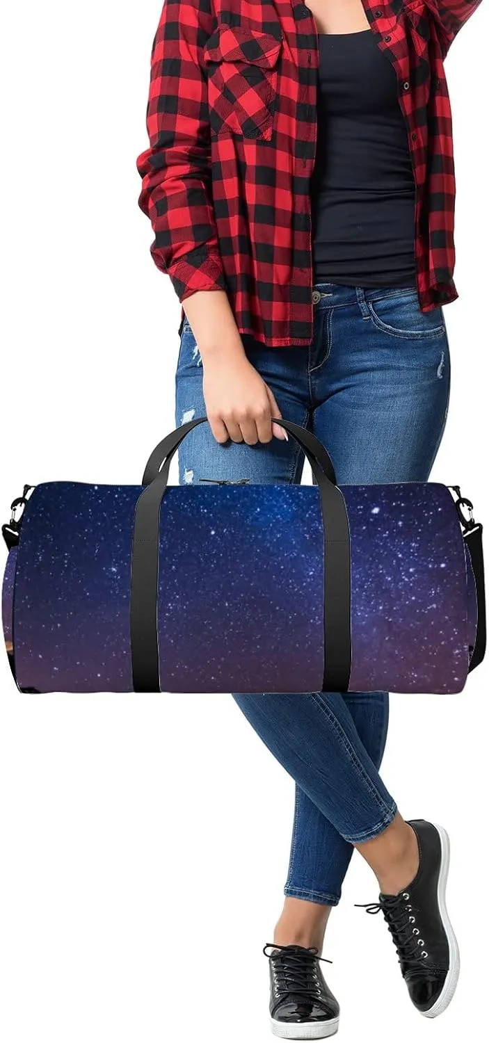 Milky Way Above Volcano Island Sports Bag Tote Bag Waterproof Gym Bag with Shoulder Strap Zipper 2 Side Pockets for Men and Women, Travel and Storage Shoulder Bag.
