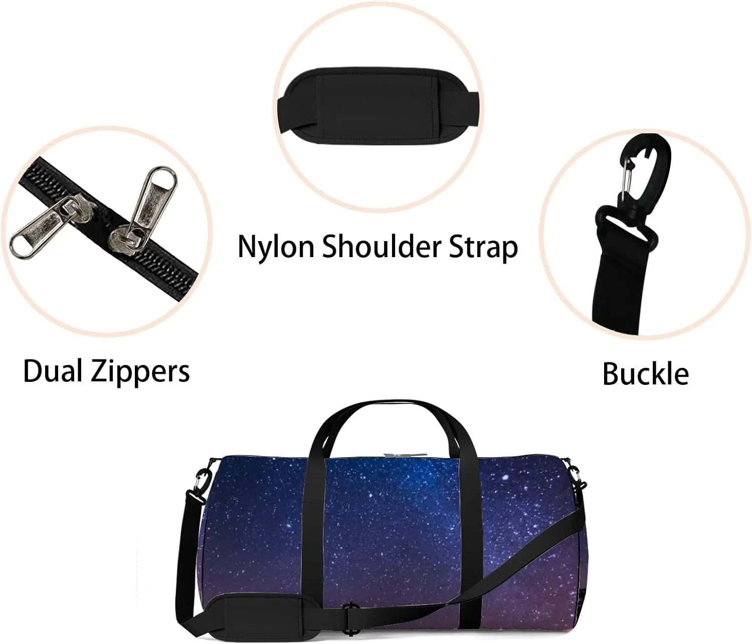 Milky Way Above Volcano Island Sports Bag Tote Bag Waterproof Gym Bag with Shoulder Strap Zipper 2 Side Pockets for Men and Women, Travel and Storage Shoulder Bag.