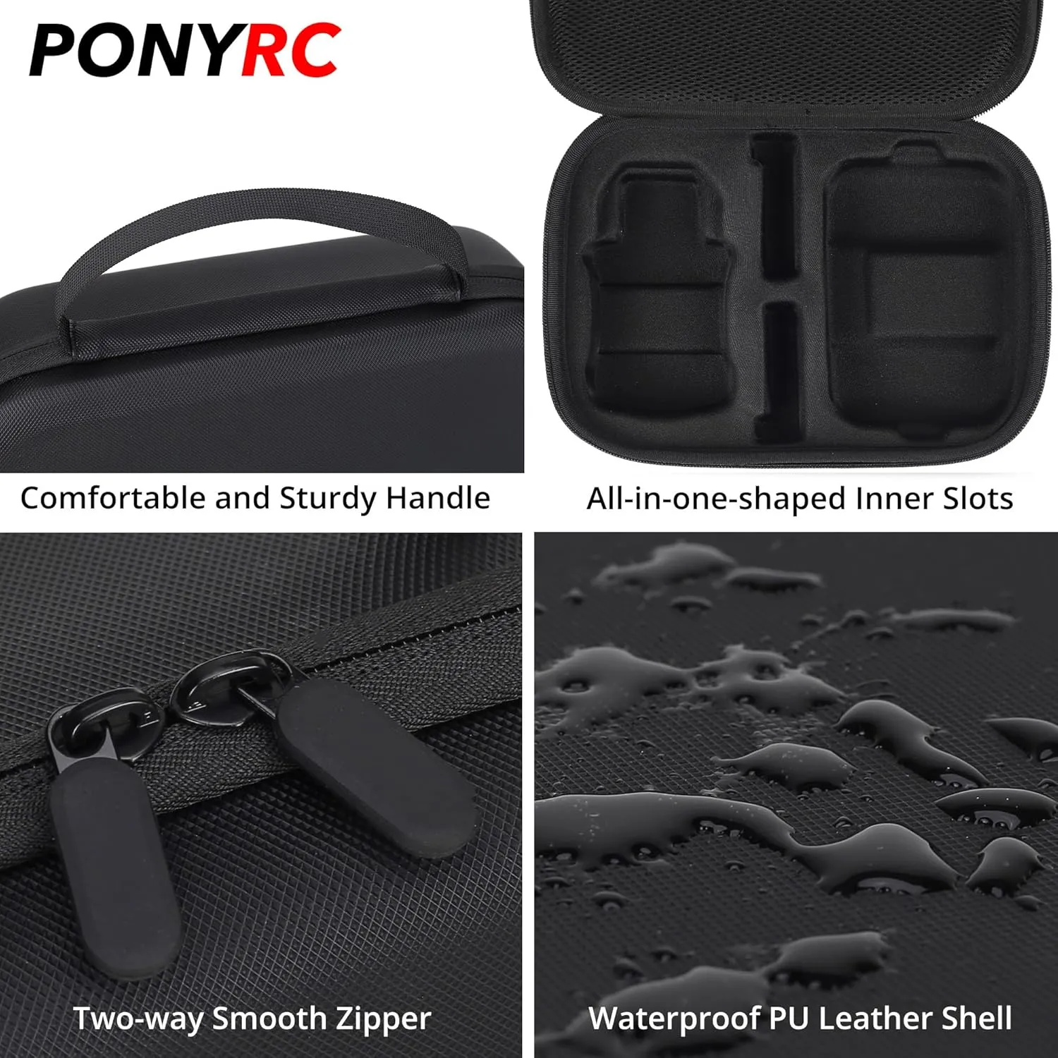 Mini 4K Carrying Case, PU Leather Travel Case, Portable Lightweight Storage Bag for DJI Mini 4K/ Mini 2/ Mini 2 SE Fly More Combo & Drone Accessories, PONY0073