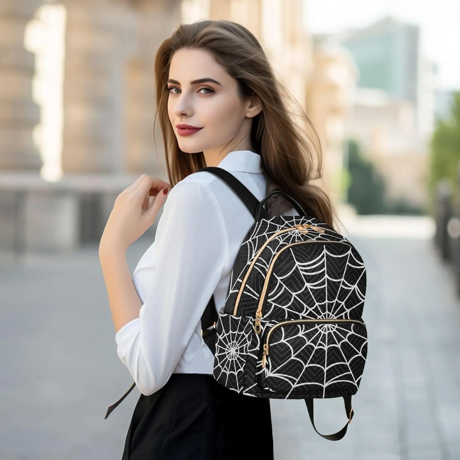 Mini Backpack Purse for Girls Halloween Spider Casual Travel Daypacks Shoulder Bag for Ladies Women