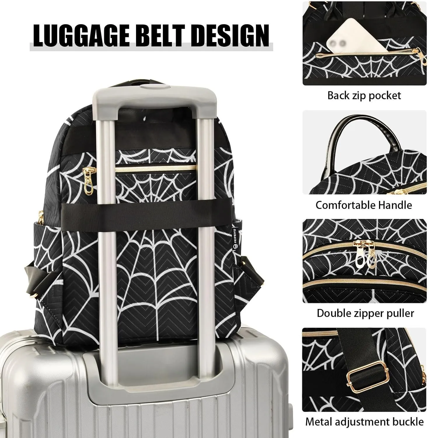 Mini Backpack Purse for Girls Halloween Spider Casual Travel Daypacks Shoulder Bag for Ladies Women