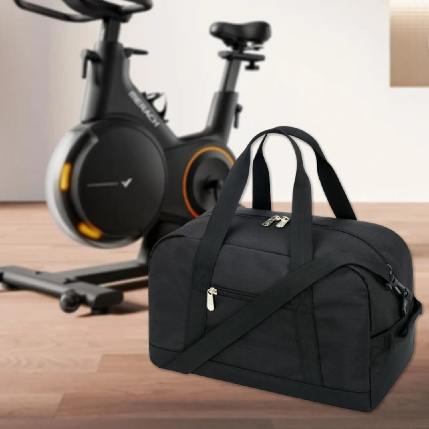 Mini Gym Bags for Women, Adjustable Shoulder Luggage Bag, Lightweight Foldable Carry On Bag, Water-Resistant Travel Duffle Bag, Travel Duffle Bag Sports Gym (Style C-Black)