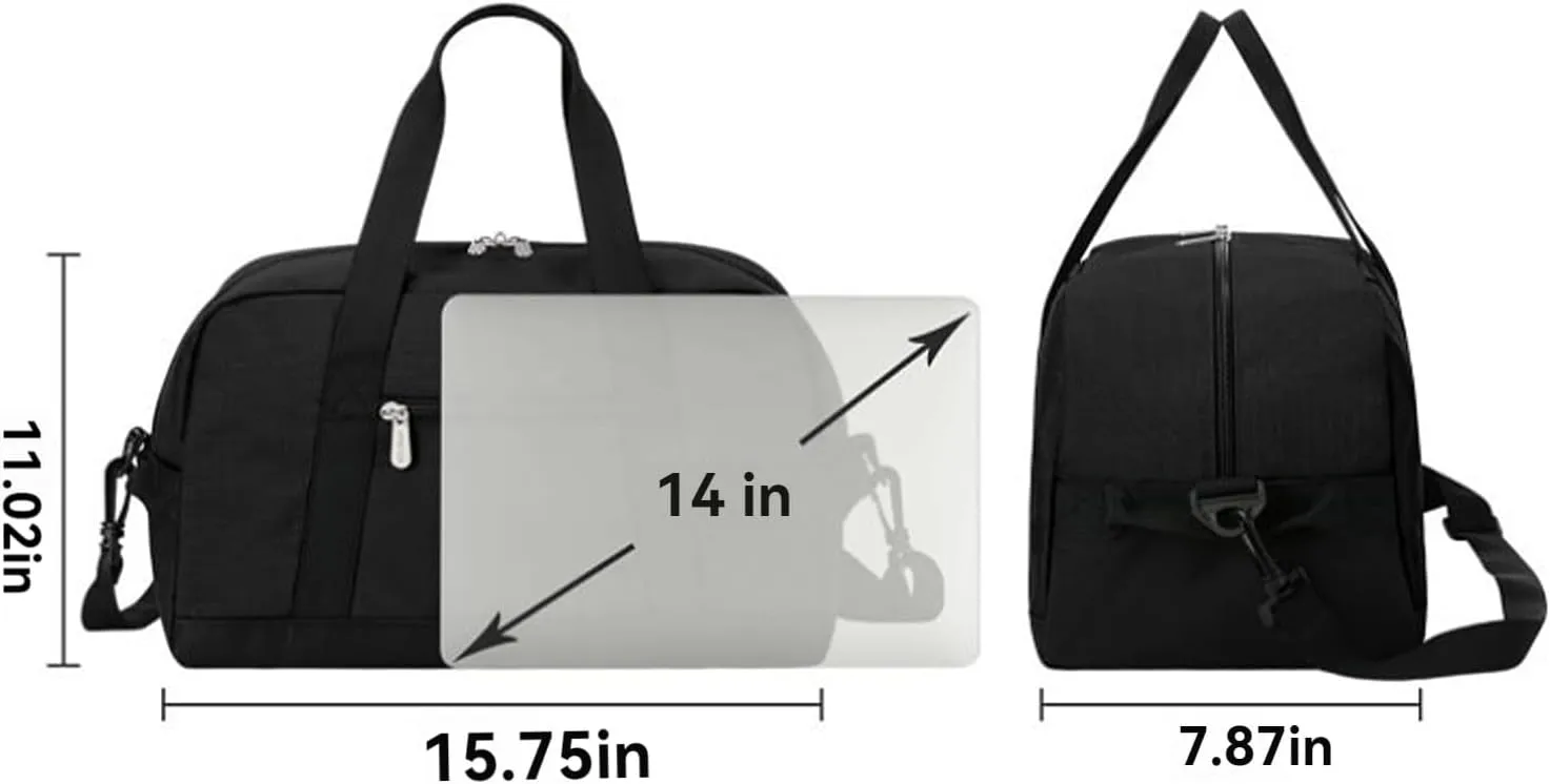 Mini Gym Bags for Women, Adjustable Shoulder Luggage Bag, Lightweight Foldable Carry On Bag, Water-Resistant Travel Duffle Bag, Travel Duffle Bag Sports Gym (Style C-Black)