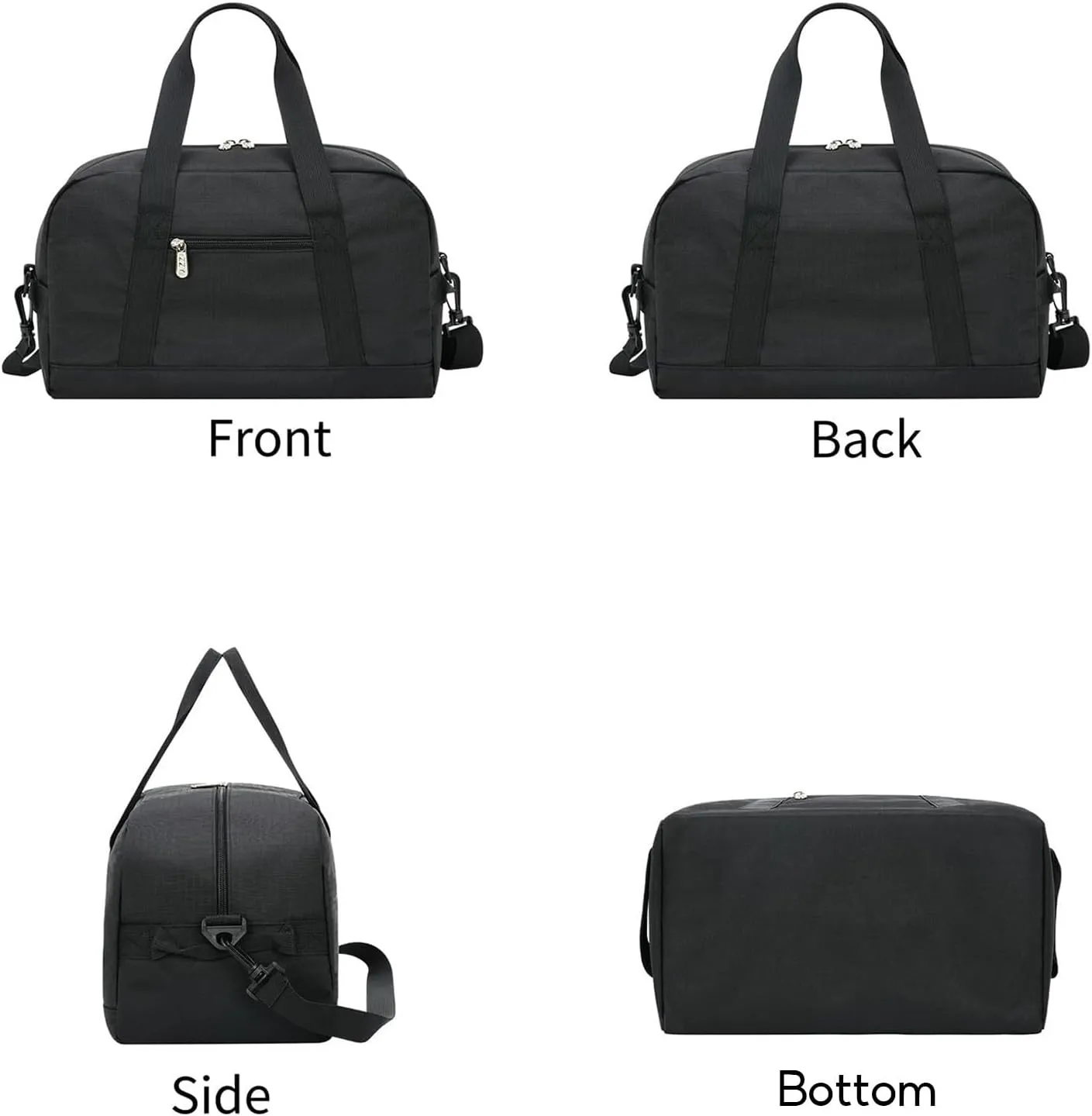 Mini Gym Bags for Women, Adjustable Shoulder Luggage Bag, Lightweight Foldable Carry On Bag, Water-Resistant Travel Duffle Bag, Travel Duffle Bag Sports Gym (Style C-Black)