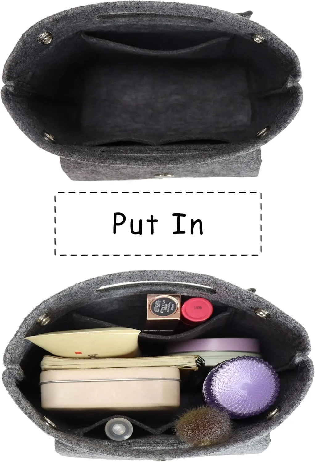 Mini Tote Purse organizer insert, Felt lightweight Handbag Organizer Fits LV Neverfull PM, Speedy 25, NOÉ BB, NeoNoe