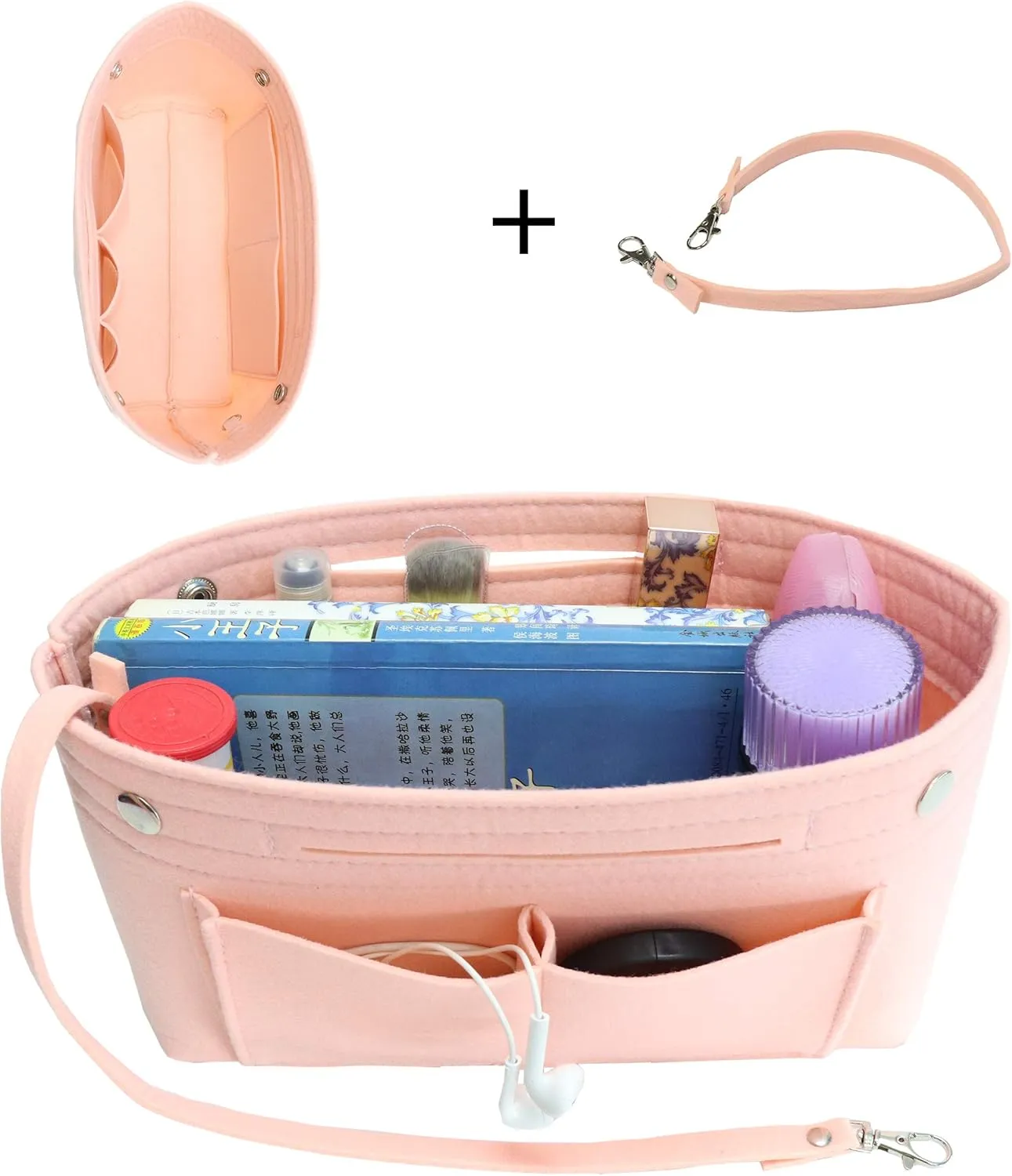 MISIXILE Felt Purse Organizer Insert Handbag Organizer,Tote Bag in Bag Organizer Fits Speedy Neverfull with Handles Keychain