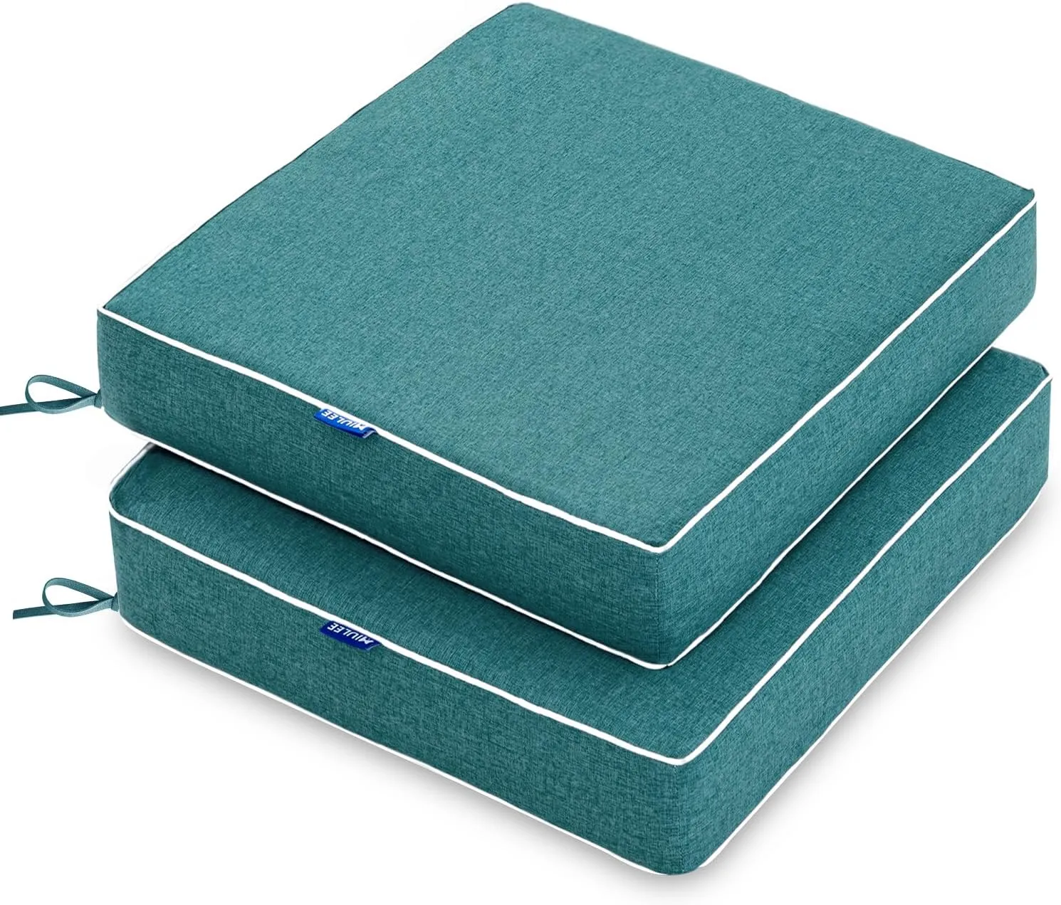 MIULEE 19 x 19 x 3 Inch Outdoor Chair Cushions,Waterproof Seat Cushions for Patio Furniture Garden with Ties Patio Chair Cushions Set of 2,Turquoise