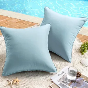 MIULEE Pack of 2 Decorative Outdoor Waterproof Pillow Covers Garden Cushion Sham Throw Pillowcase Shell for Spring Patio Tent Couch 20x20 Inch Blue
