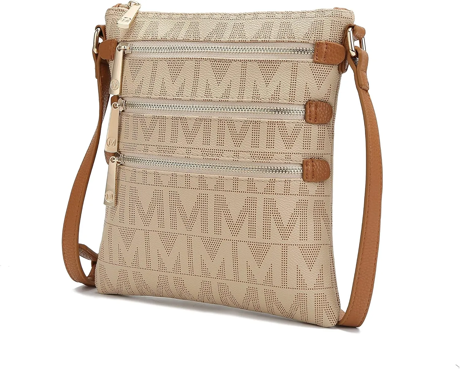 MKF Collection Crossbody Bag for Women, Vegan Leather Triple Zipper Handbag Crossover Bag Purse Shoulder Bag Strapby Mia K