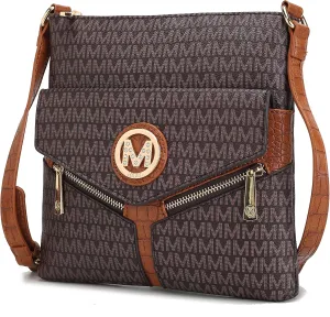 MKF Crossbody Bag for Women – PU Leather Pocketbook Handbag Triple Compartment Messenger Purse – Shoulder Strap