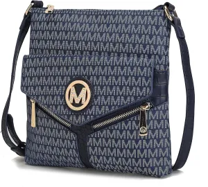 MKF Crossbody Bag for Women – PU Leather Pocketbook Handbag Triple Compartment Messenger Purse – Shoulder Strap