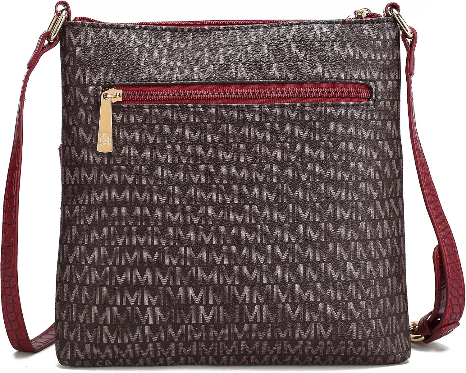 MKF Crossbody Bag for Women – PU Leather Pocketbook Handbag Triple Compartment Messenger Purse – Shoulder Strap