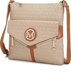MKF Crossbody Bag for Women – PU Leather Pocketbook Handbag Triple Compartment Messenger Purse – Shoulder Strap