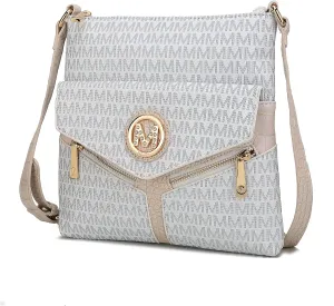 MKF Crossbody Bag for Women – PU Leather Pocketbook Handbag Triple Compartment Messenger Purse – Shoulder Strap