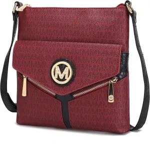 MKF Crossbody Bag for Women – PU Leather Pocketbook Handbag Triple Compartment Messenger Purse – Shoulder Strap