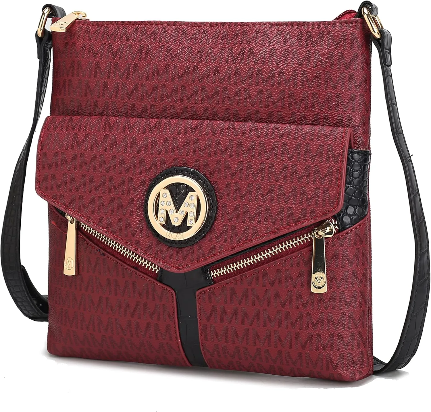 MKF Crossbody Bag for Women – PU Leather Pocketbook Handbag Triple Compartment Messenger Purse – Shoulder Strap