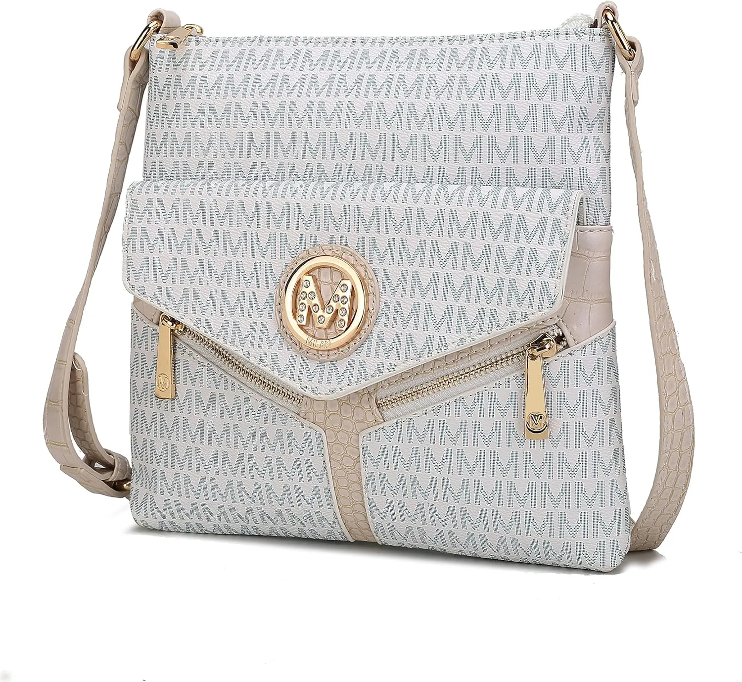 MKF Crossbody Bag for Women – PU Leather Pocketbook Handbag Triple Compartment Messenger Purse – Shoulder Strap
