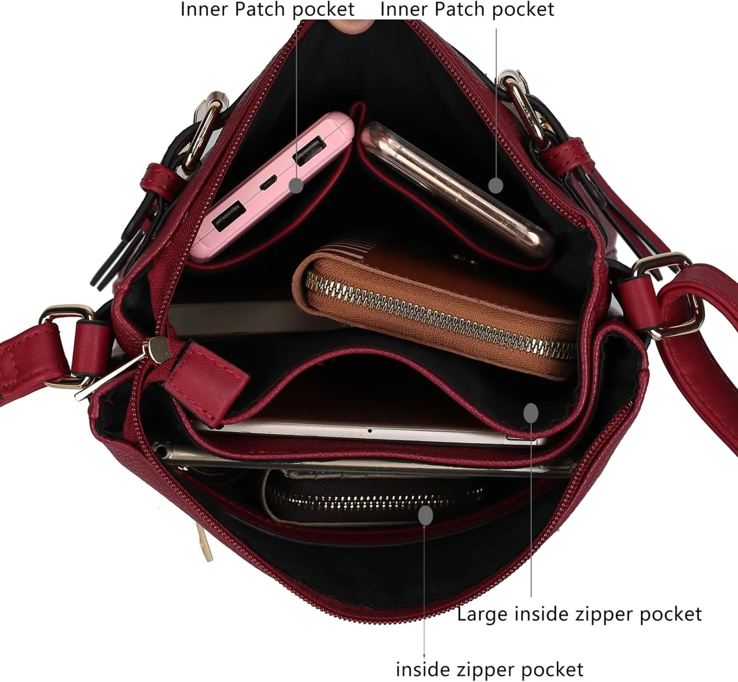 MKF Crossbody bag for women Vegan leather Crossover Designer messenger Purse