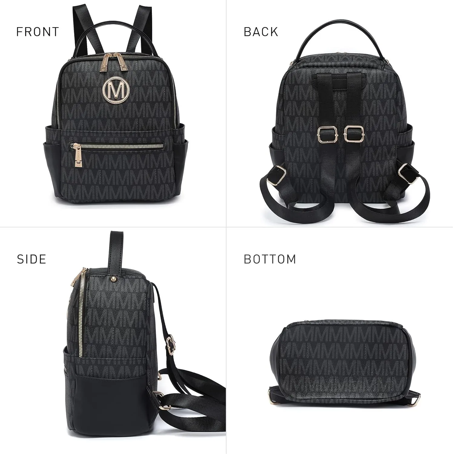 MKP Small Backpack Purse for Ladies Women Fashion Multi Pockets Daypacks with Front Zip Pocket