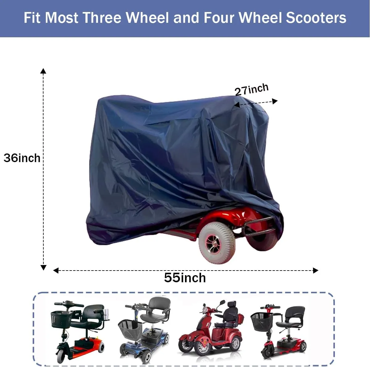 Mobility Scooter Cover Waterproof Outdoor 140x69x92cm - Ultimate Rain, UV, Wind Protection Waterproof Mobility Scooters accessories Wheelchair cover Machine Washable