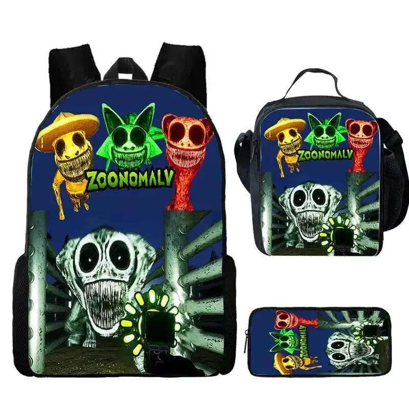 Mochila 3pcs Set Zoonomaly School Backpack with Lunch Bag Pencil Case ,Cartoon School Bags Light Weight School Bags set for Gift